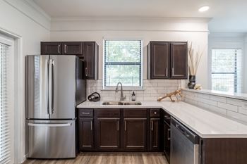 Kitchen with window at Grand Villas at Cinco Ranch, Katy, TX